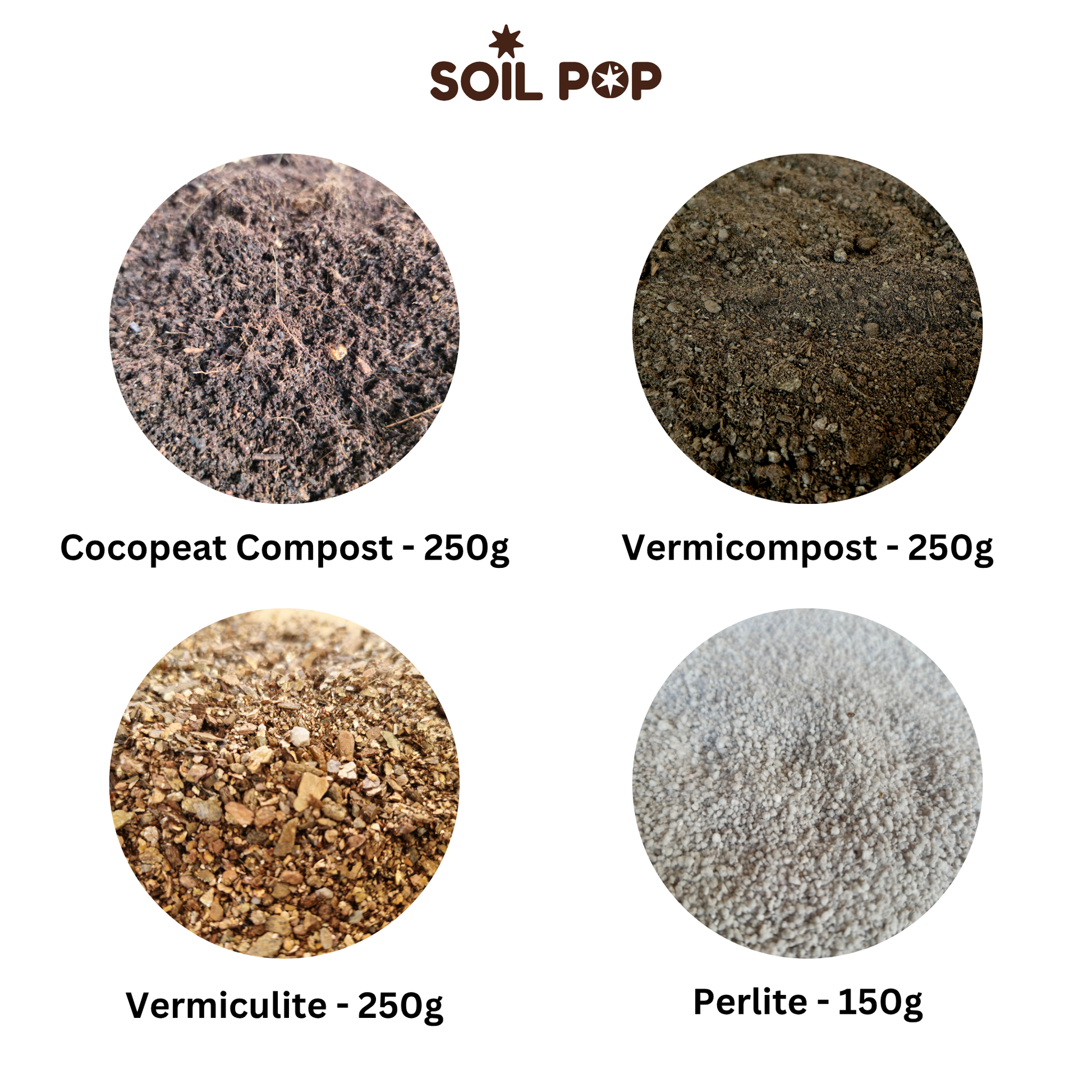 Soil Pop Substrate Sampler Kit 900g cocopeat compost vermicompost vermiculite perlite India